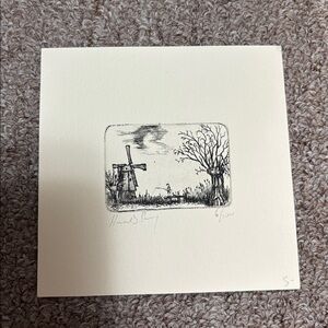Windmill Sketch Signed "HwB Proudy" and numbered 6/100